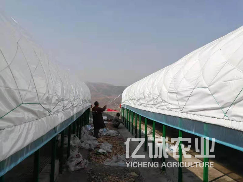 山東薄膜保溫大棚施工現場